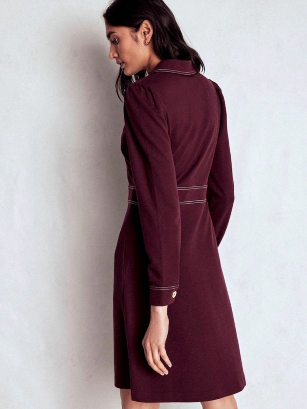 Boden Plum Long-Sleeve Polo Dress size 10 - Picture 2 of 6
